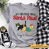 Walking Cat Christmas Santa Paw Coming Personalized Shirt