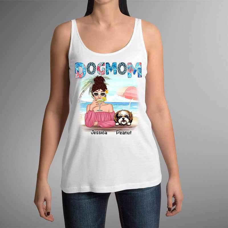 Dog Mom Summer Pattern Personalized Tank Top