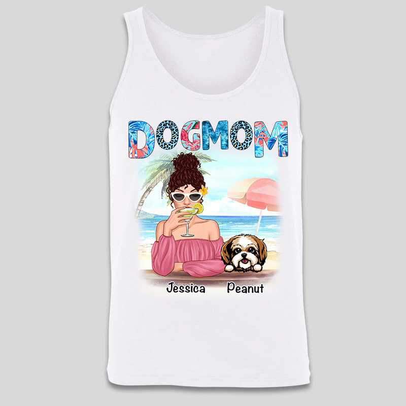 Dog Mom Summer Pattern Personalized Tank Top