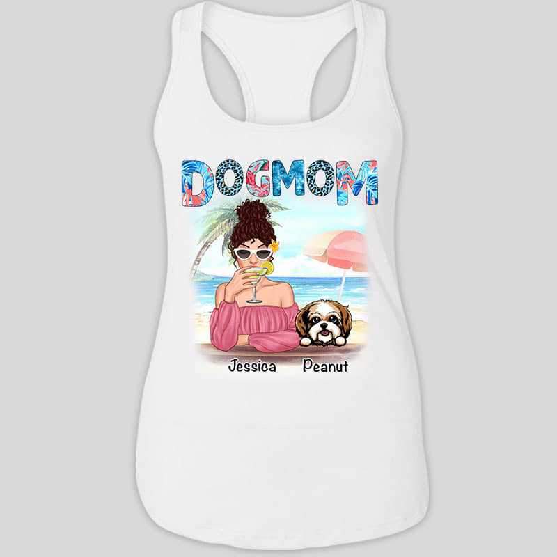 Dog Mom Summer Pattern Personalized Tank Top