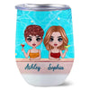 Doll Summer Besties At Pool Personalized Wine Tumbler