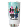 Long Distance Modern Girls Besties Front View Personalized Tumbler