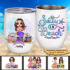 Summer Salty Lil‘ Beaches Mermaid Gift For Besties Personalized Wine Tumbler