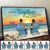 And So Together We Built A Life We Loved Back View Couple Sitting Beach Landscape Personalized Horizontal Poster