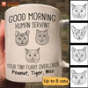 Good Morning Human Servant Cat Head Outline Personalized Mug