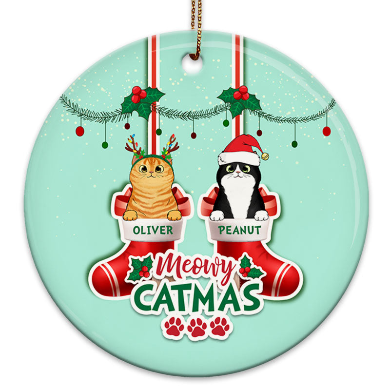 Personalised Christmas Ornaments - Cat In Stocking | Personalised Christmas Tree Decorations | Personalised Christmas Gifts
