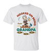 Hooked On Being Grandpa Fishing Caricature Personalized Shirt