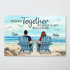 Back View Couple Sitting Beach Landscape And So Together We Built A Life We Loved Personalized Horizontal Poster