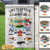 Happy Campers And Dogs Cats Personalized Garden Flag