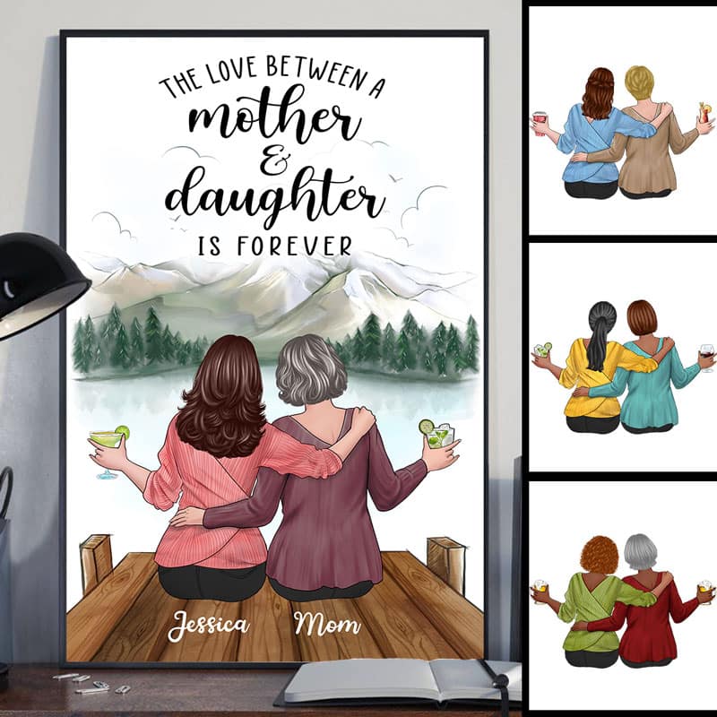 Mom And Daughter On The Bridge Personalized Vertical Poster