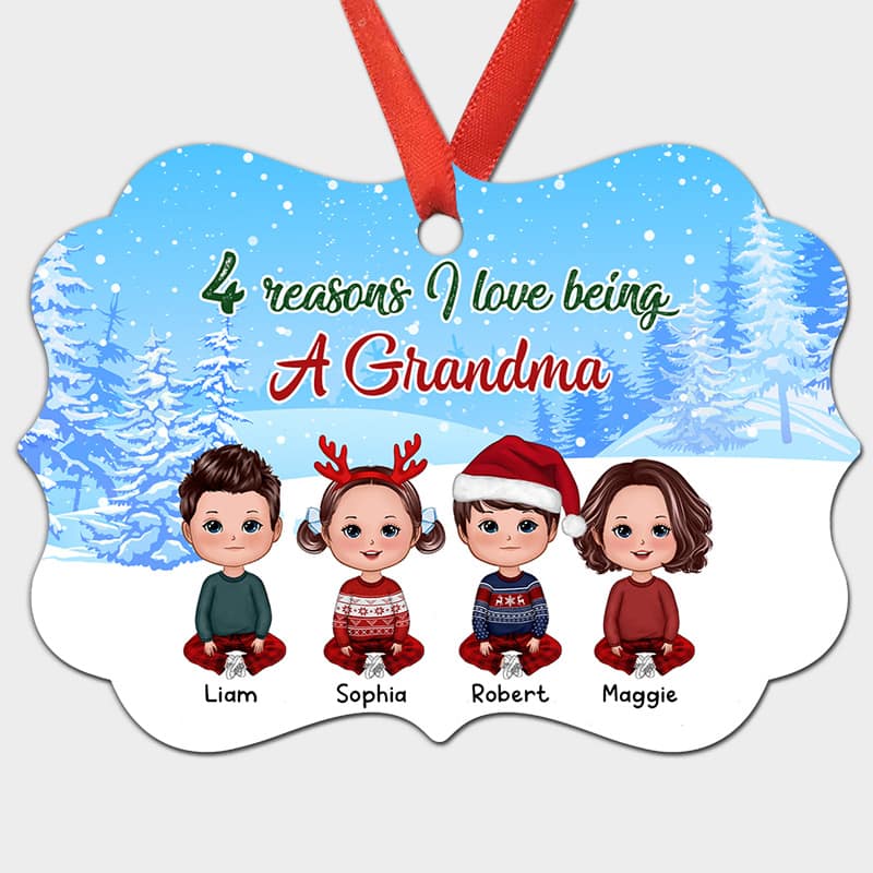 The Reason I Love Being A Grandma Personalized Aluminum Ornament Christmas Family Gift Grandma