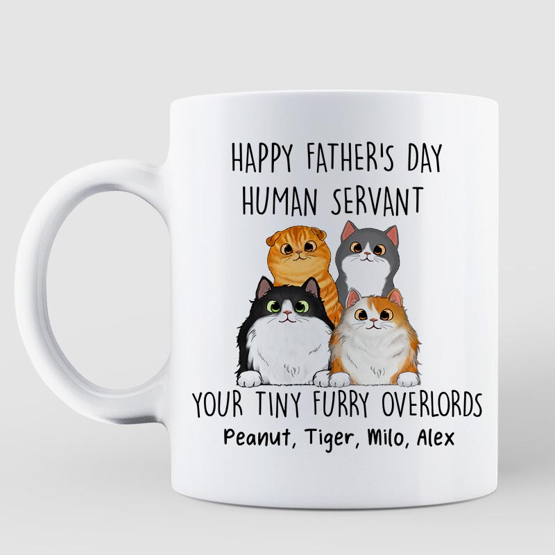 Happy Father‘s Day Human Servant Gift For Cat Dad Personalized Mug