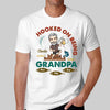 Hooked On Being Grandpa Fishing Caricature Personalized Shirt