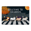 Halloween Fluffy Cats On The Crosswalk Personalized Doormat
