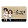 Welcome-ish Caricature Couple Funny Housewarming Gift Personalized Doormat