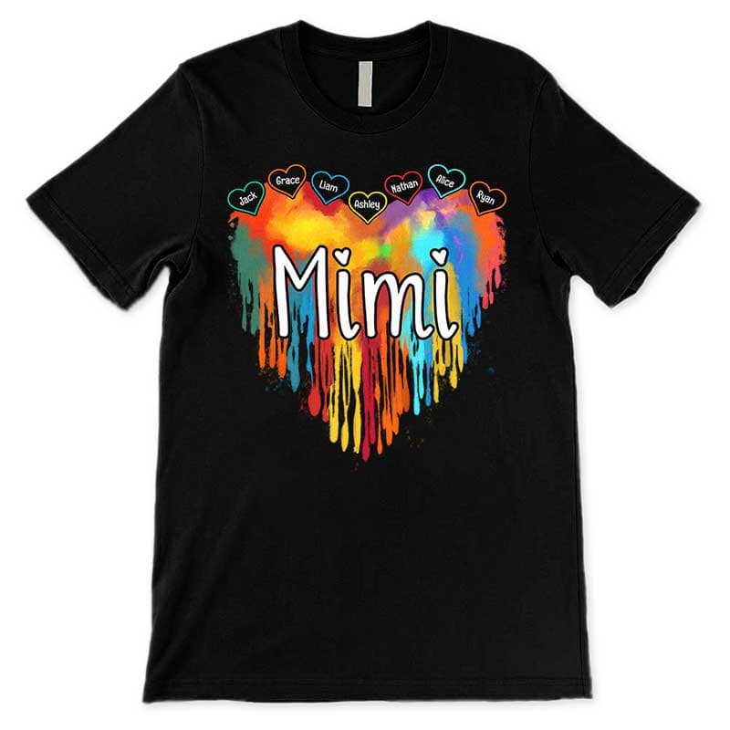 Grandma Melting Colorful Heart Personalized Shirt (Ver 15-30)