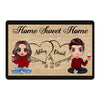 Doll Couple Sitting Home Sweet Home Gift Personalized Doormat