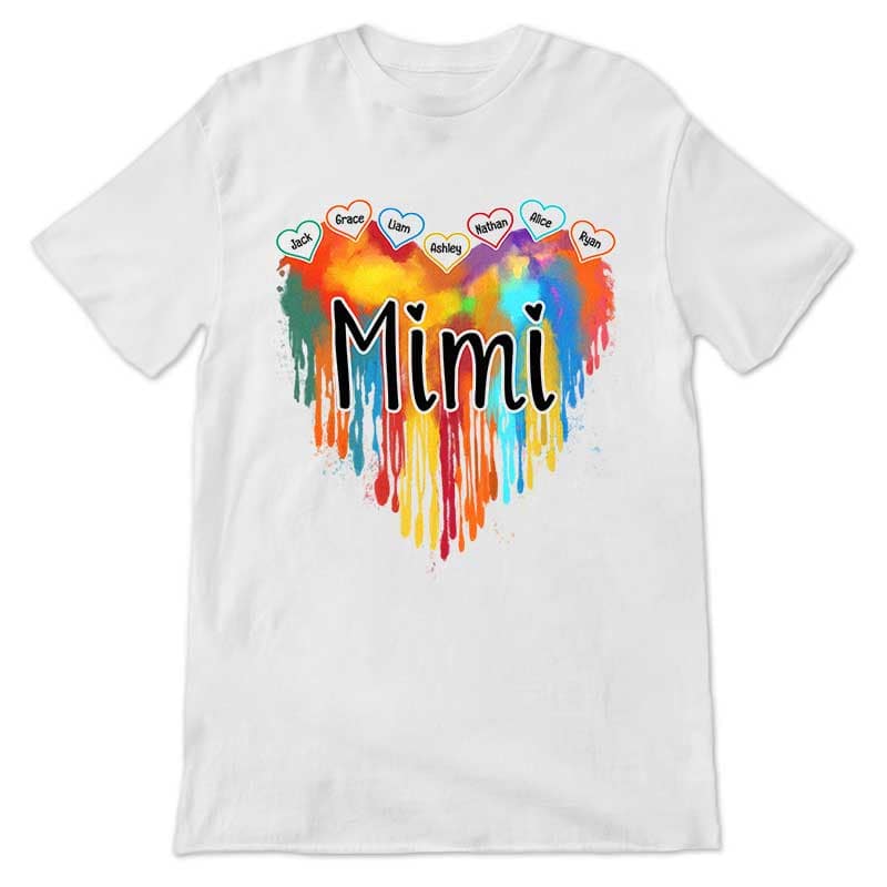 Grandma Melting Colorful Heart Personalized Shirt (Light Color)