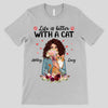 Floral Better With Cat Woman Holding Cat Personalized Shirt