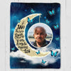 Moon And Butterflies Memorial Photo Personalized Fleece Blanket