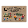 Happy Campers Camping Family Doll Personalized Doormat