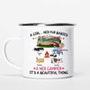 A Camping Girl And Her Fur Babies Personalized Campfire Mug