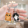 Watercolor Cute Cats Gift For Cat Lovers Personalized Acrylic Keychain