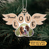 Pet Memorial Paw With Wings Dogs Cats Christmas Personalized Wooden Ornament