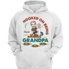 Hooked On Being Grandpa Fishing Caricature Personalized Shirt