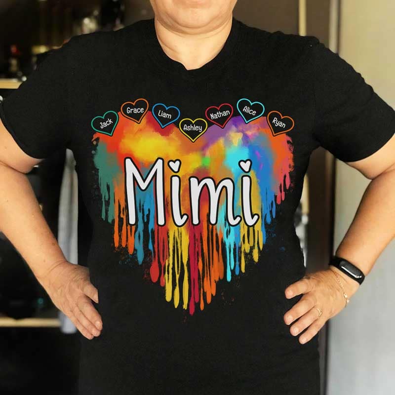 Grandma Melting Colorful Heart Personalized Shirt (Ver 15-30)