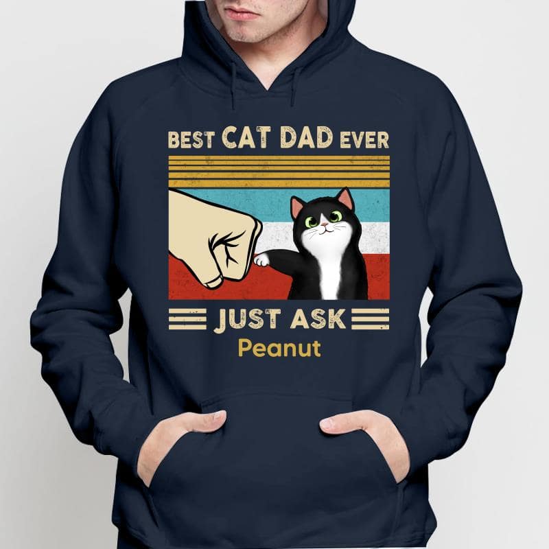 Best Cat Dad Fluffy Cat Personalized Shirt (Up to 9 Cats)
