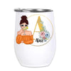 Floral Letter Cocktail Girl Personalized Wine Tumbler