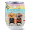 Sun Bathing Besties At Beach Personalized Wine Tumbler