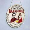 Bar & Grill Doll Couple Personalized Bar Wood Sign