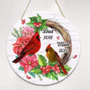 Cardinals Wreath Memorial Personalized Door Hanger Sign